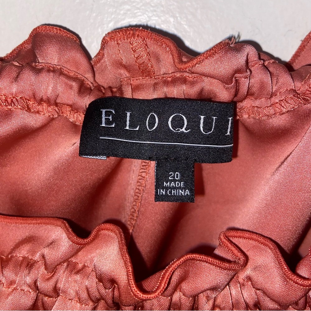 Eloquii Top Womens Plus Size 20 Pink Satin Puff Sleeve Peasant Shirt Milk Maid - Picture 3 of 9